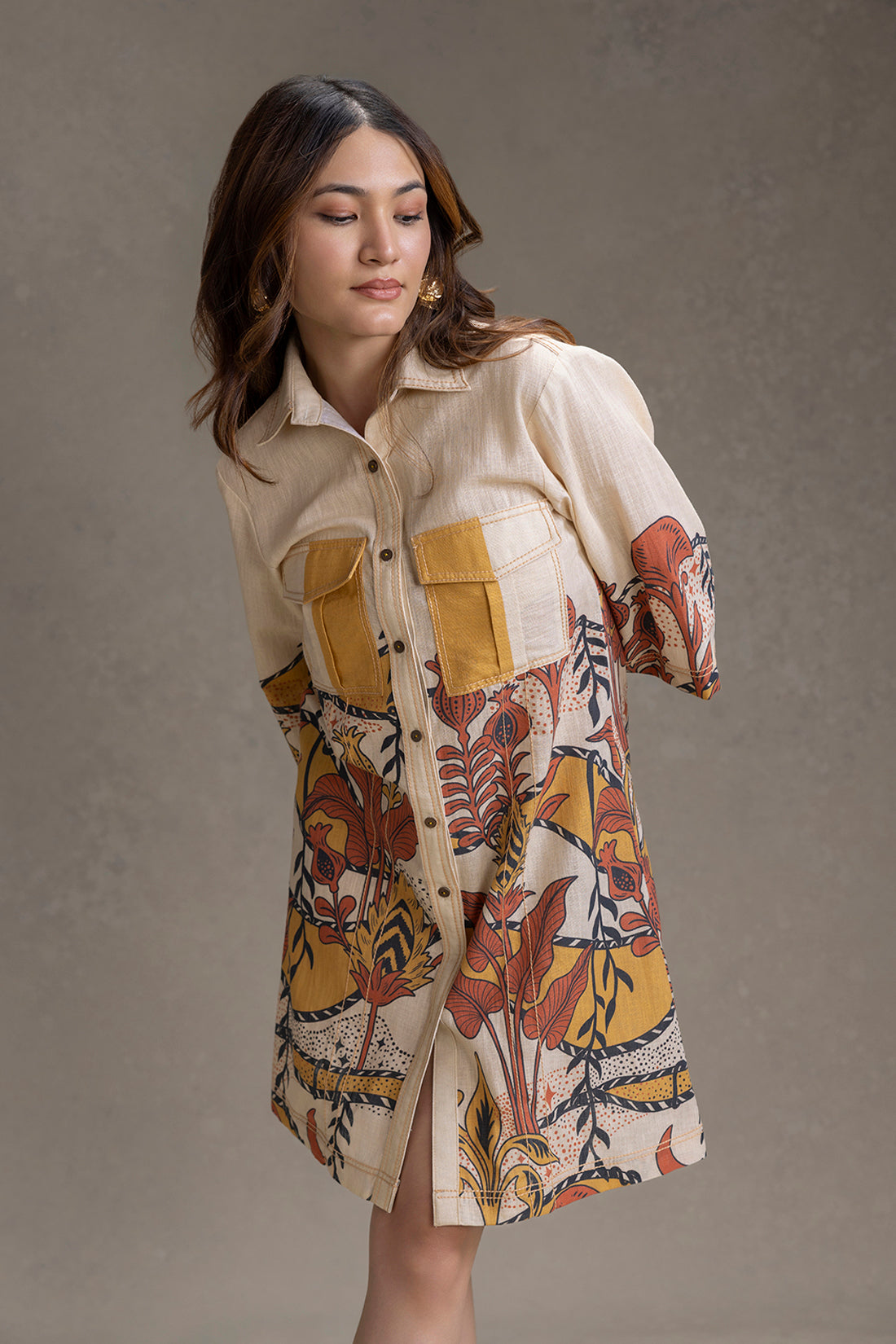 NAOMI  PRINTED BOXY SHIRT DRESS