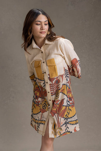 NAOMI  PRINTED BOXY SHIRT DRESS