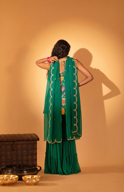 RAMA GREEN SHARARA SET