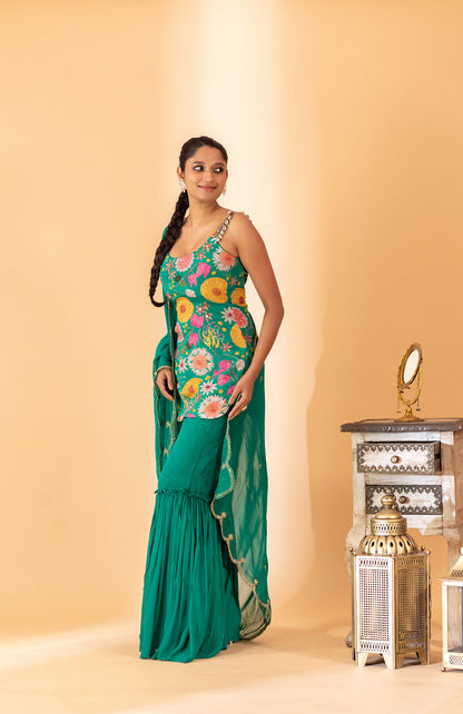 RAMA GREEN SHARARA SET