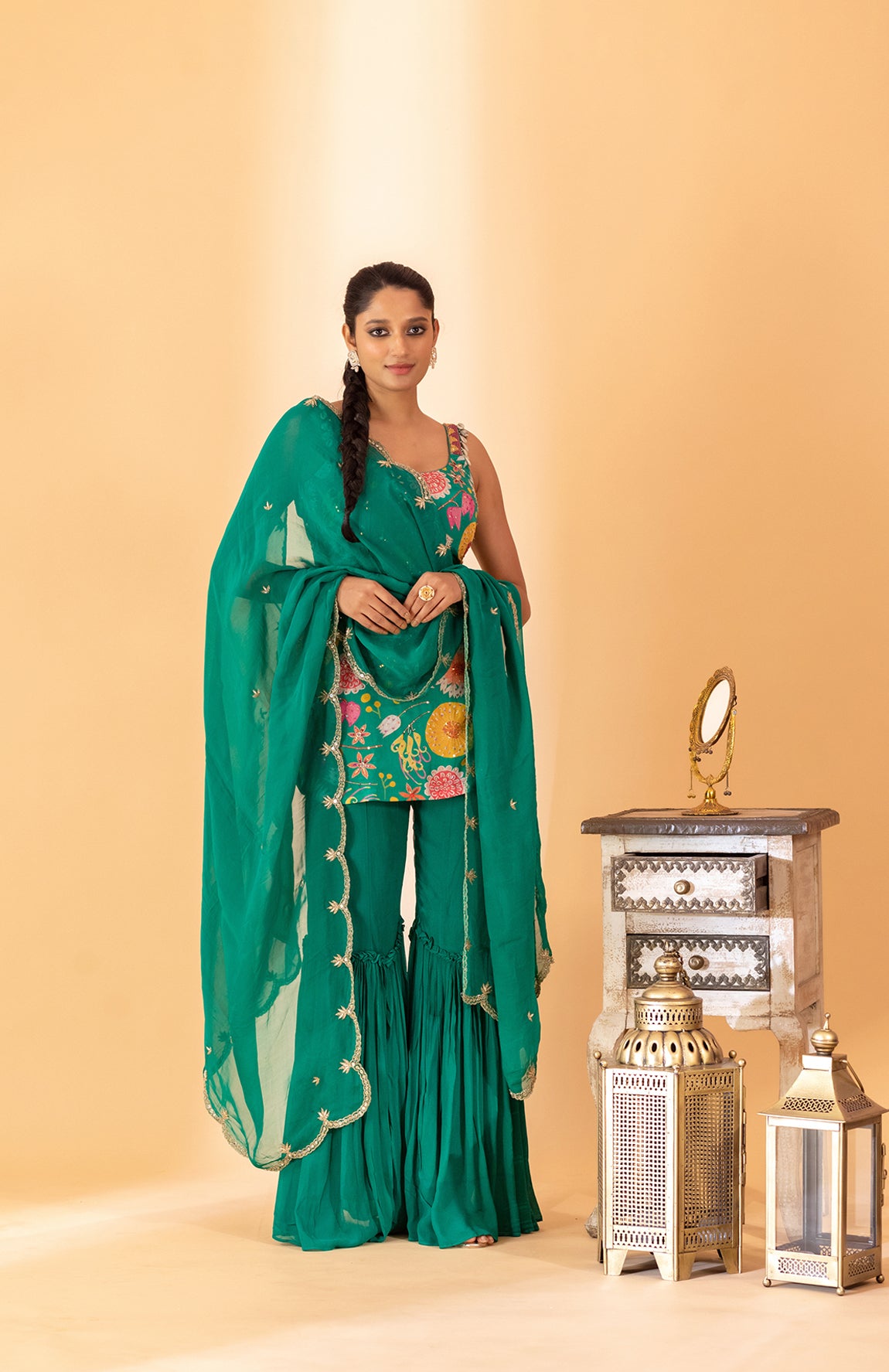 RAMA GREEN SHARARA SET