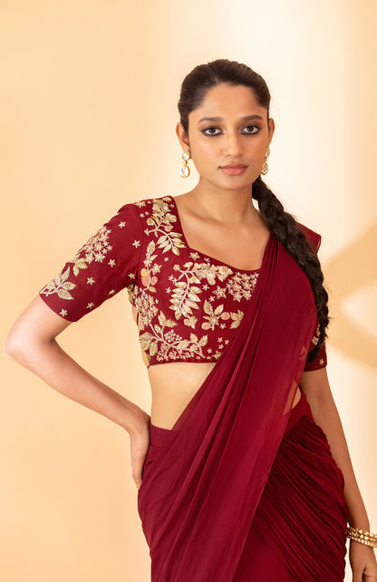 MAROON SAREE SET