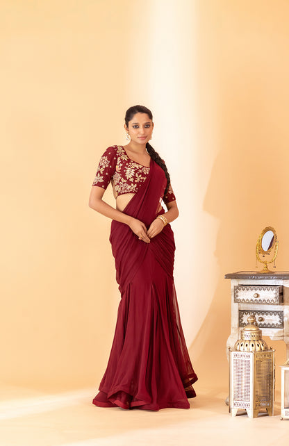 MAROON SAREE SET