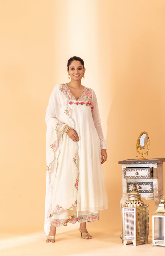 OFF WHITE ANARKALI SET