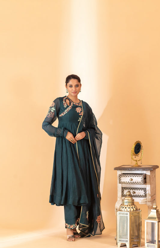 TEAL GREEN ANARKALI SET