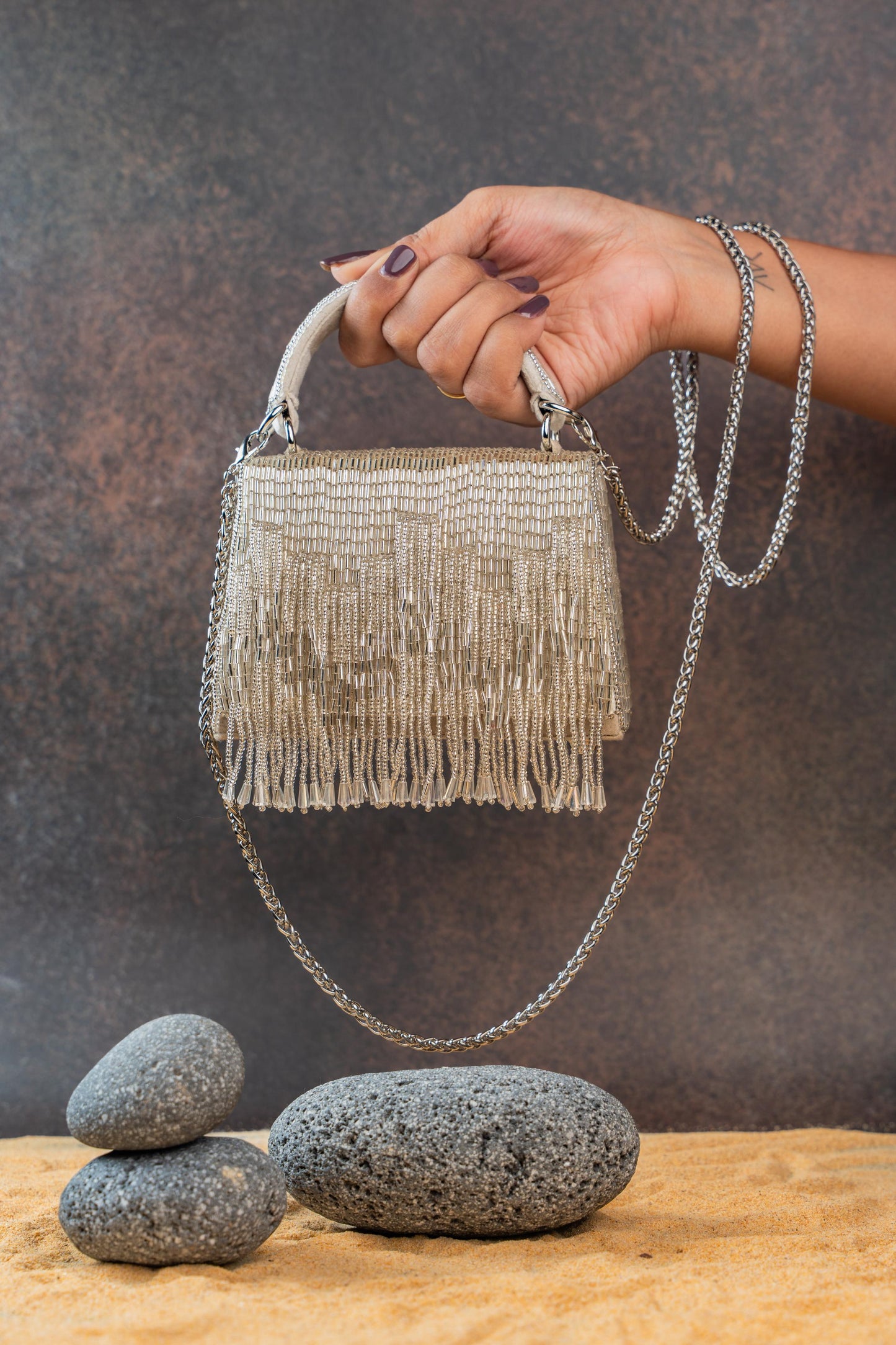 SALLI EN VIE MINI KASSE TASSEL SILVER