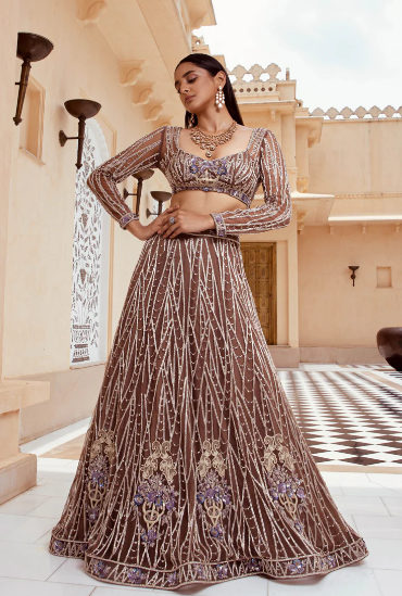 SCINTILLA MOCHA LEHENGA