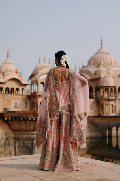 TASNIM - PINK KURTA SET WITH SHARARA & DUPATTA