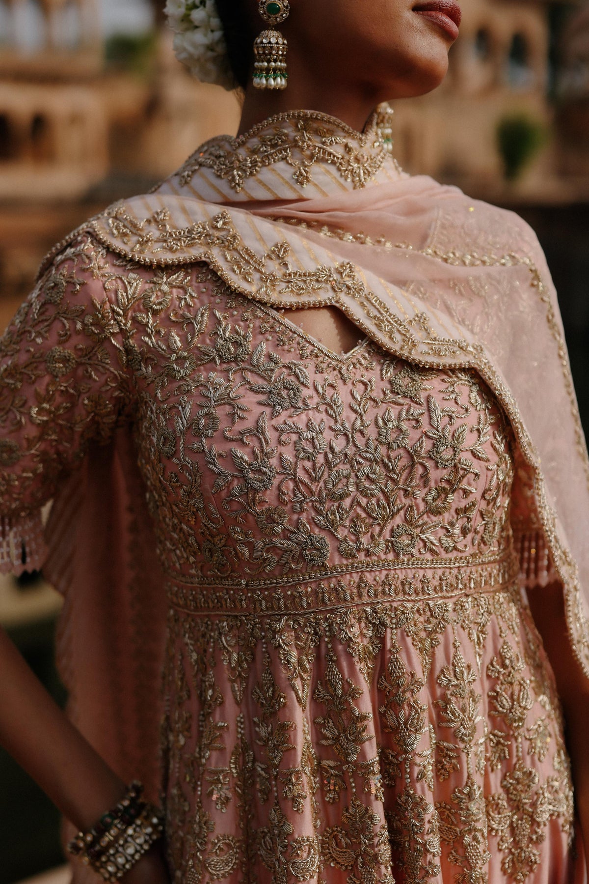 MAHROSH - PINK KALIDAAR ANARKALI SET WITH PALAZZO & DUPATTA
