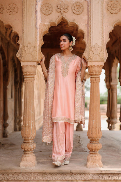 MAHAM - PINK ANARKALI SET WITH SALWAR & DUPATTA