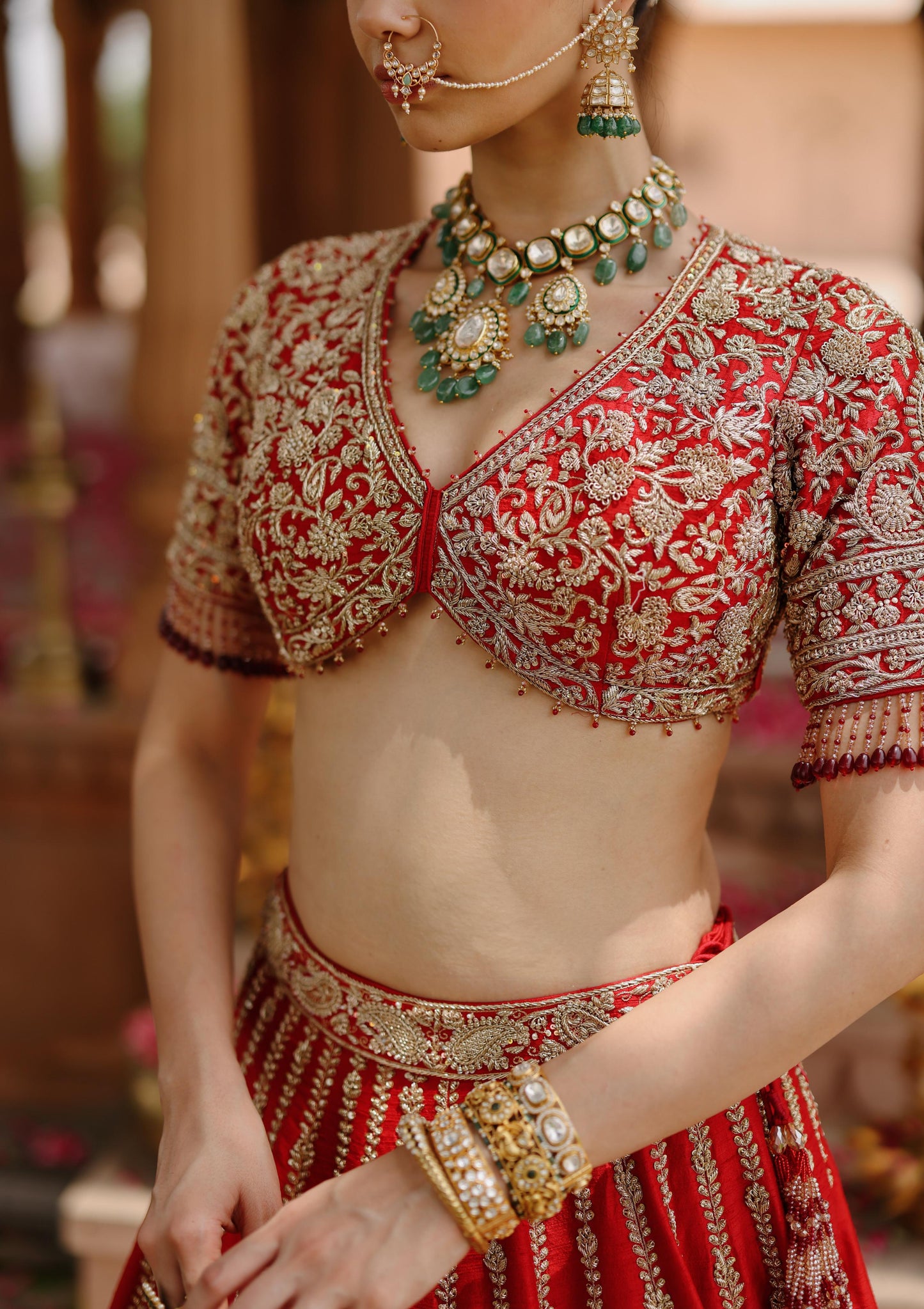 ROHA - DEEP RED LEHENGA SET WITH BLOUSE & DUPATTA