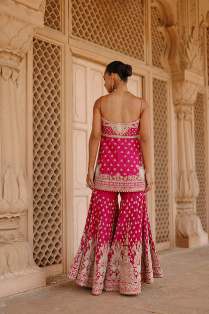 NISBAT - HOT PINK KURTA SET WITH GARARA & DUPATTA