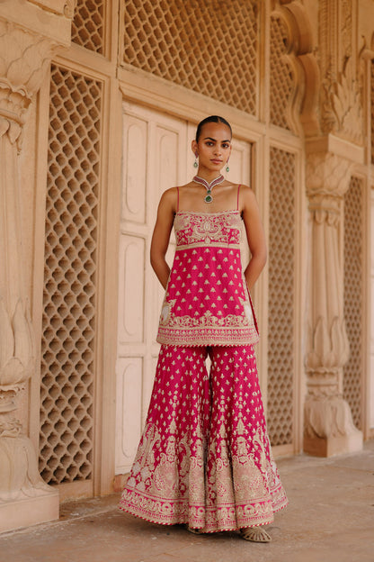 NISBAT - HOT PINK KURTA SET WITH GARARA & DUPATTA