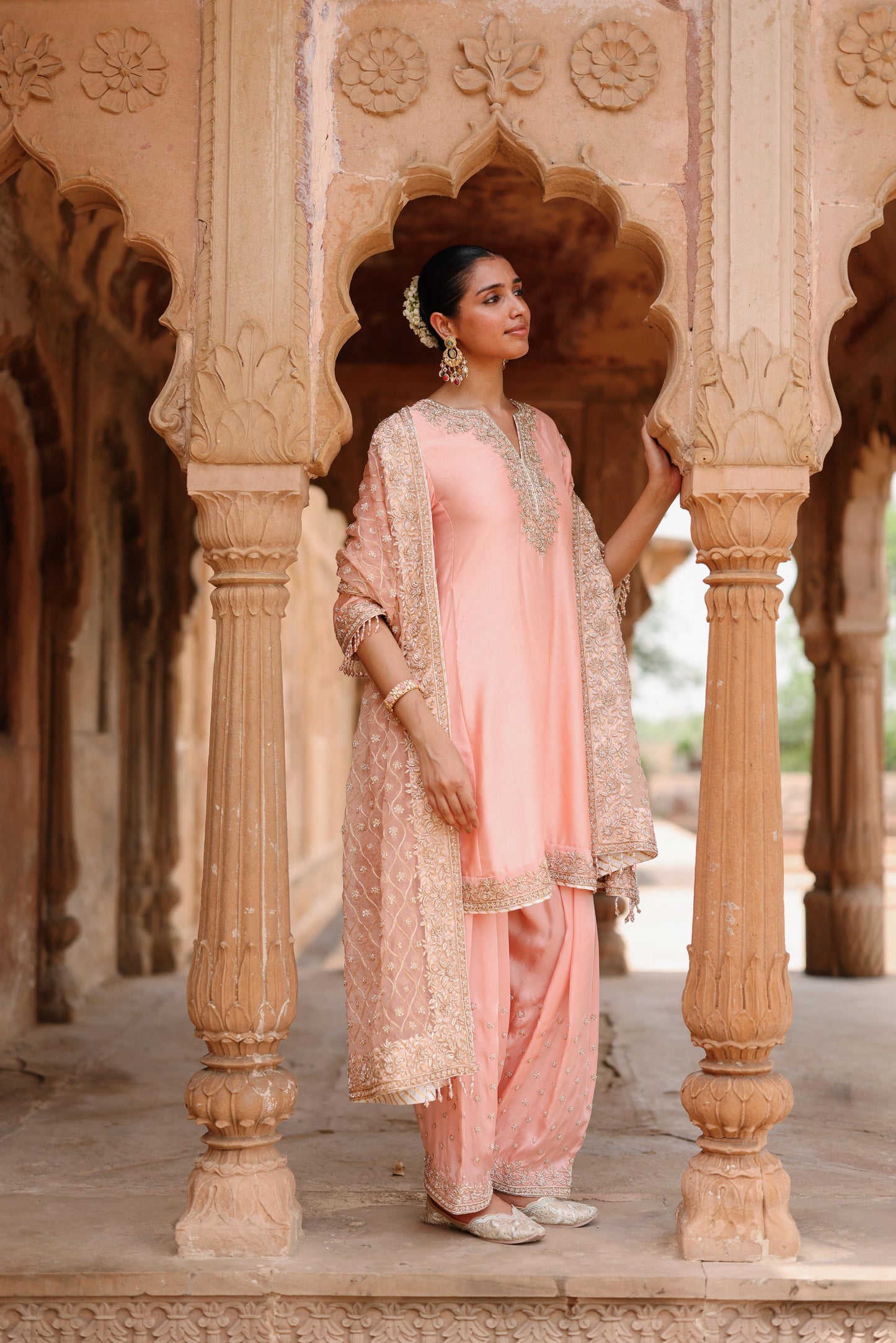 MAHAM - PINK ANARKALI SET WITH SALWAR & DUPATTA