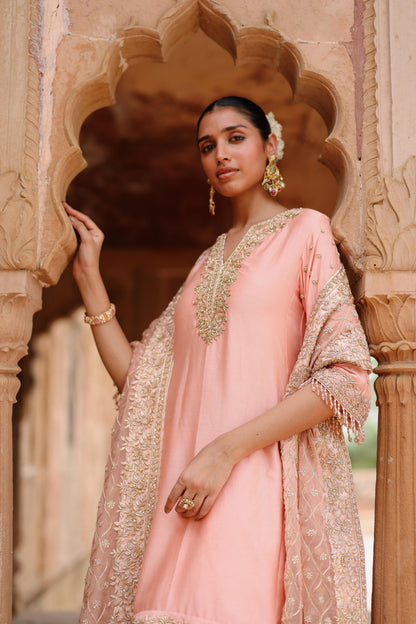 MAHAM - PINK ANARKALI SET WITH SALWAR & DUPATTA