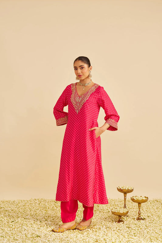 ZALIYAH - HOTPINK LONG CHAUGA WITH SALWAR