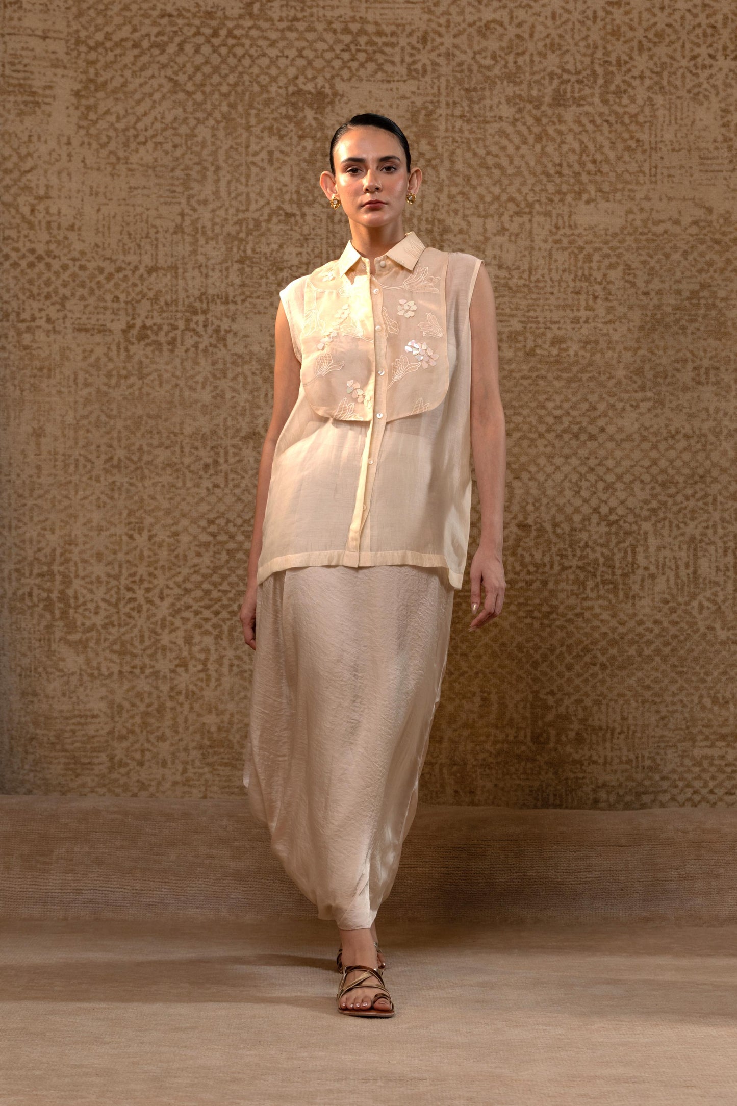 SHIRT ORGANZAYOLK OFF WHITE WITH PANT