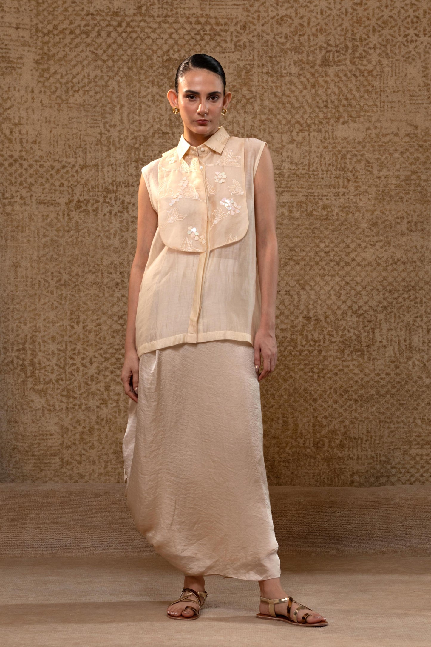 SHIRT ORGANZAYOLK OFF WHITE WITH PANT