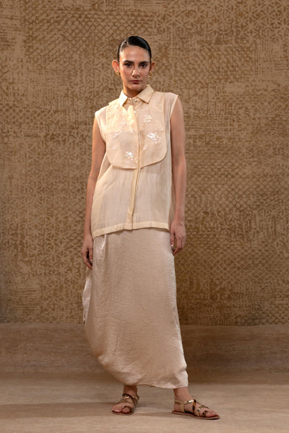 SHIRT ORGANZAYOLK OFF WHITE WITH PANT