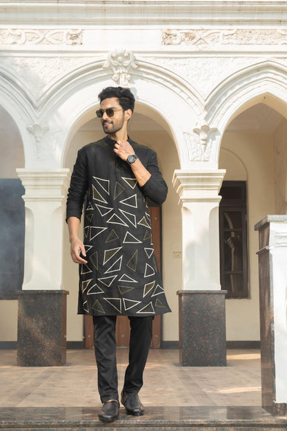 MIDNIGHT LINEN KURTA