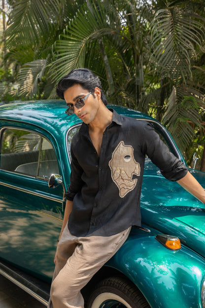 CHARCOAL EDGE LINEN SHIRT
