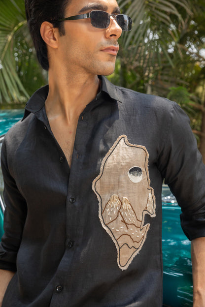 CHARCOAL EDGE LINEN SHIRT