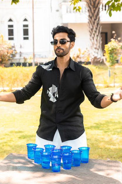 MIDNIGHT BLACK LINEN SHIRT