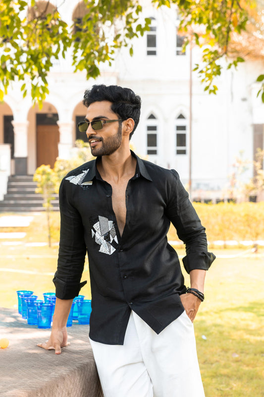 MIDNIGHT BLACK LINEN SHIRT