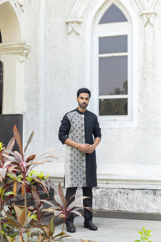 EBONY & IVORY LINEN KURTA