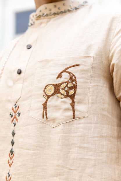 CINNAMON LINEN KURTA