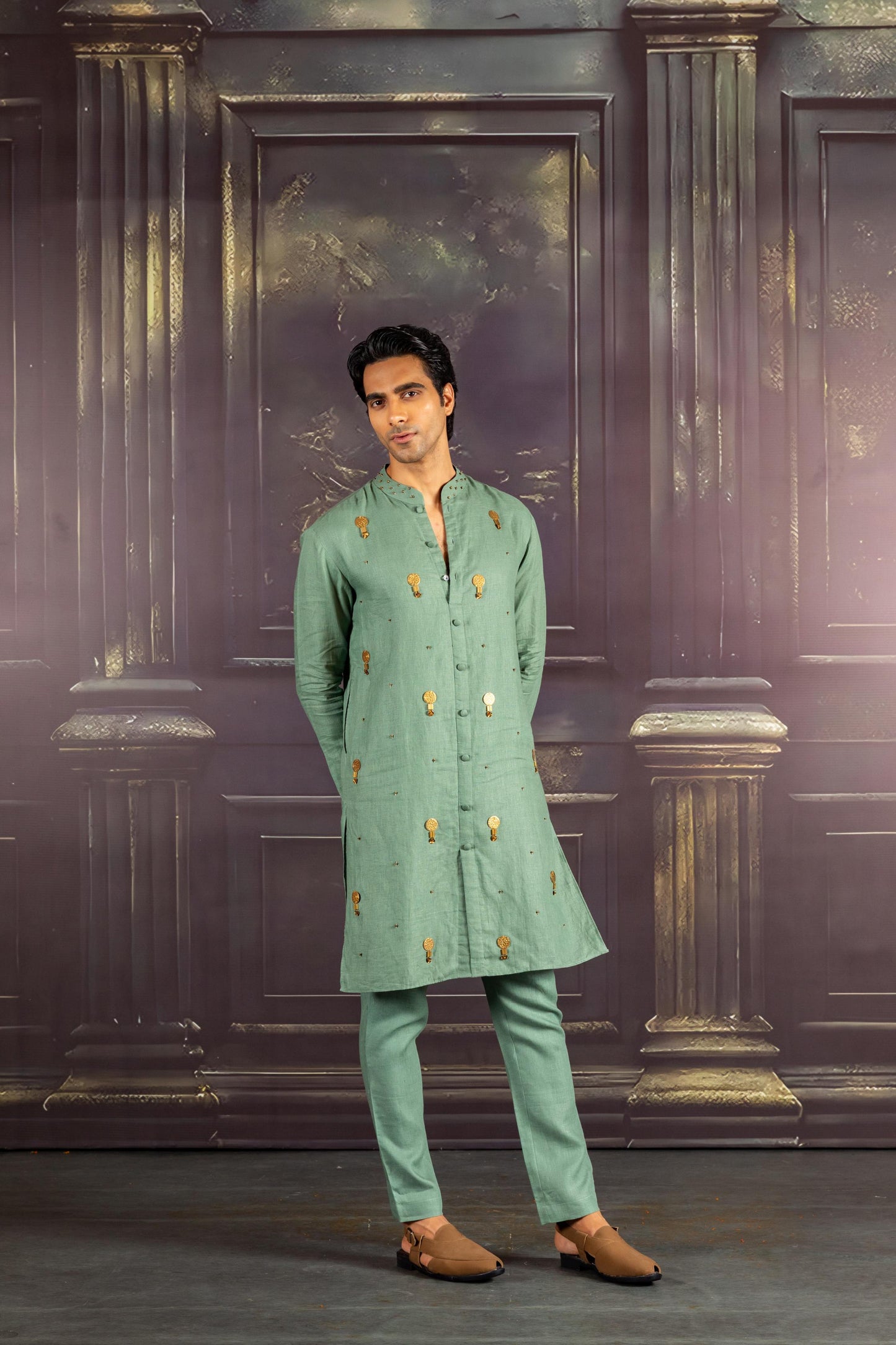 AQUA LINEN KURTA