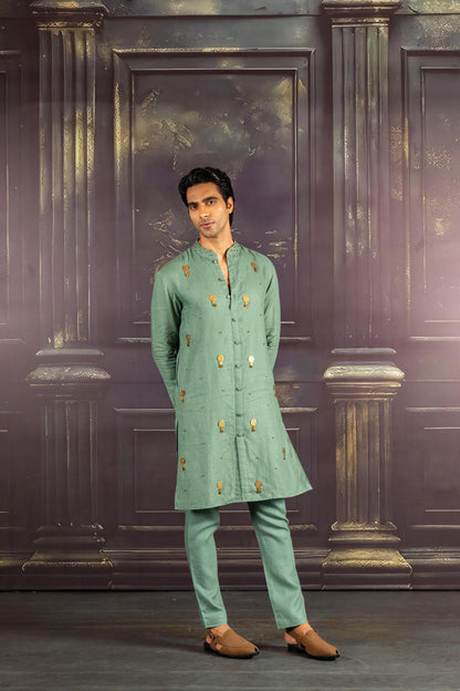 AQUA LINEN KURTA