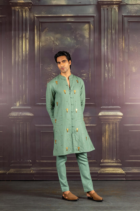 AQUA LINEN KURTA