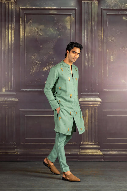 AQUA LINEN KURTA