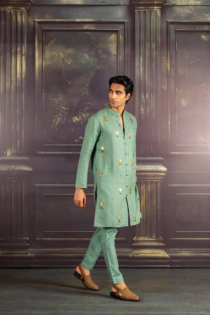 AQUA LINEN KURTA