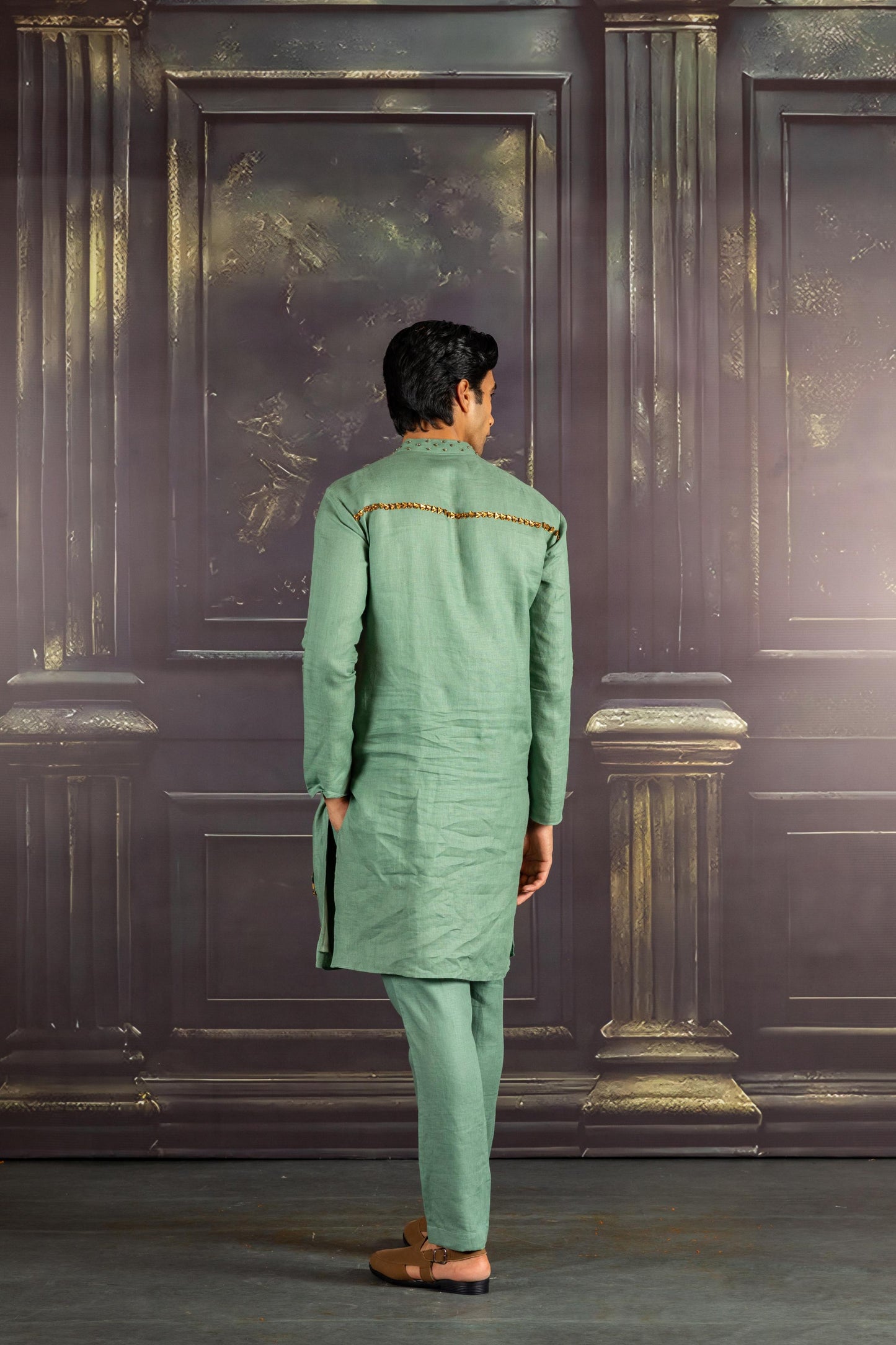 AQUA LINEN KURTA