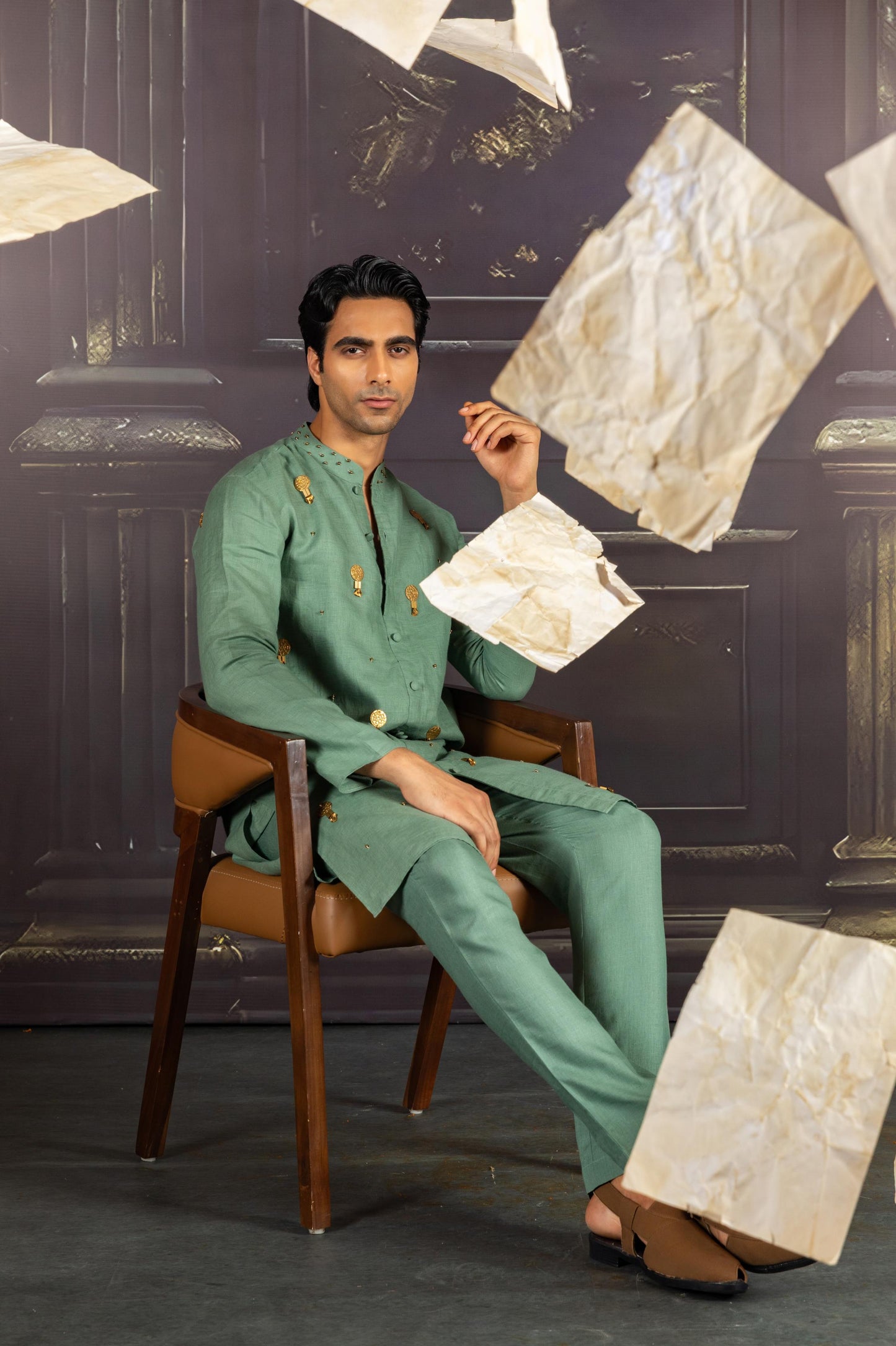 AQUA LINEN KURTA