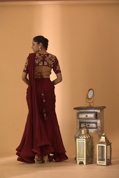 MAROON SAREE SET