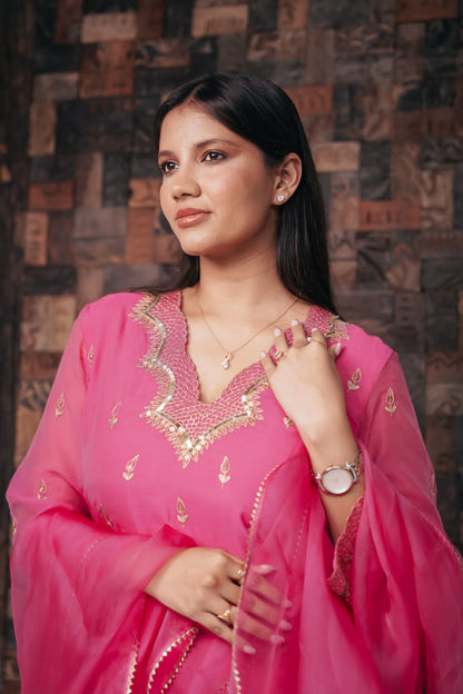 GULAAB CHANDERI SUIT SET