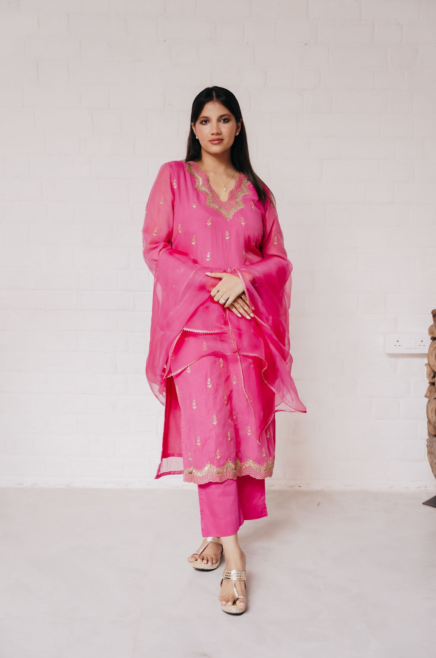 GULAAB CHANDERI SUIT SET