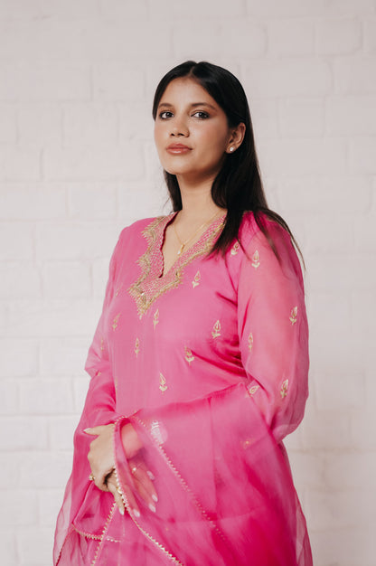 GULAAB CHANDERI SUIT SET