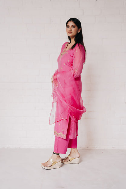 GULAAB CHANDERI SUIT SET