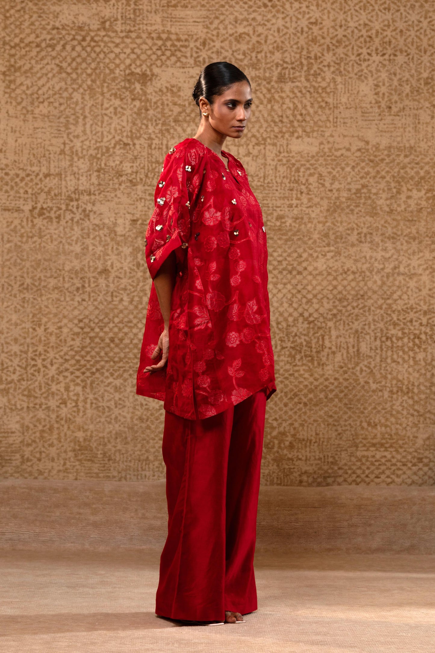 TARAL APPLIQUE KURTASET - RED