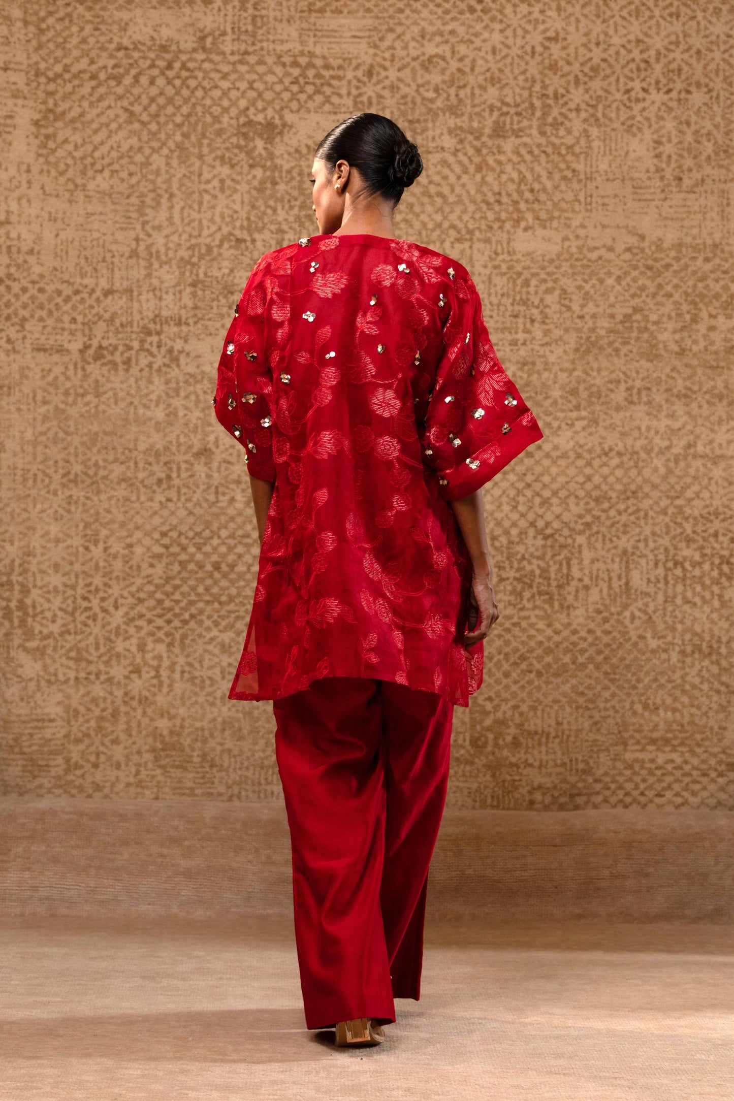 TARAL APPLIQUE KURTASET - RED