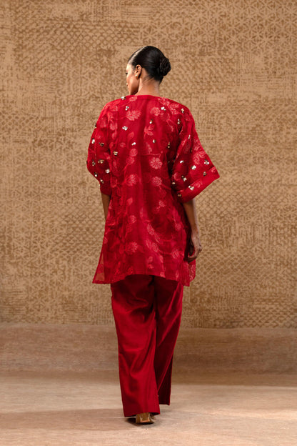 TARAL APPLIQUE KURTASET - RED