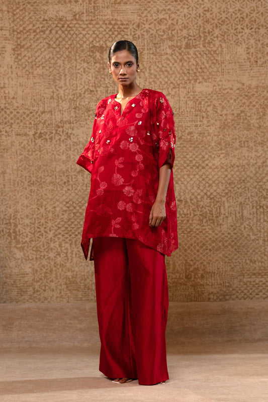 TARAL APPLIQUE KURTASET - RED