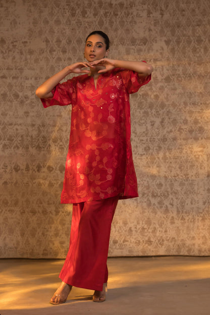 TARAL PURE ORGANZA RELAXED KURTA SET