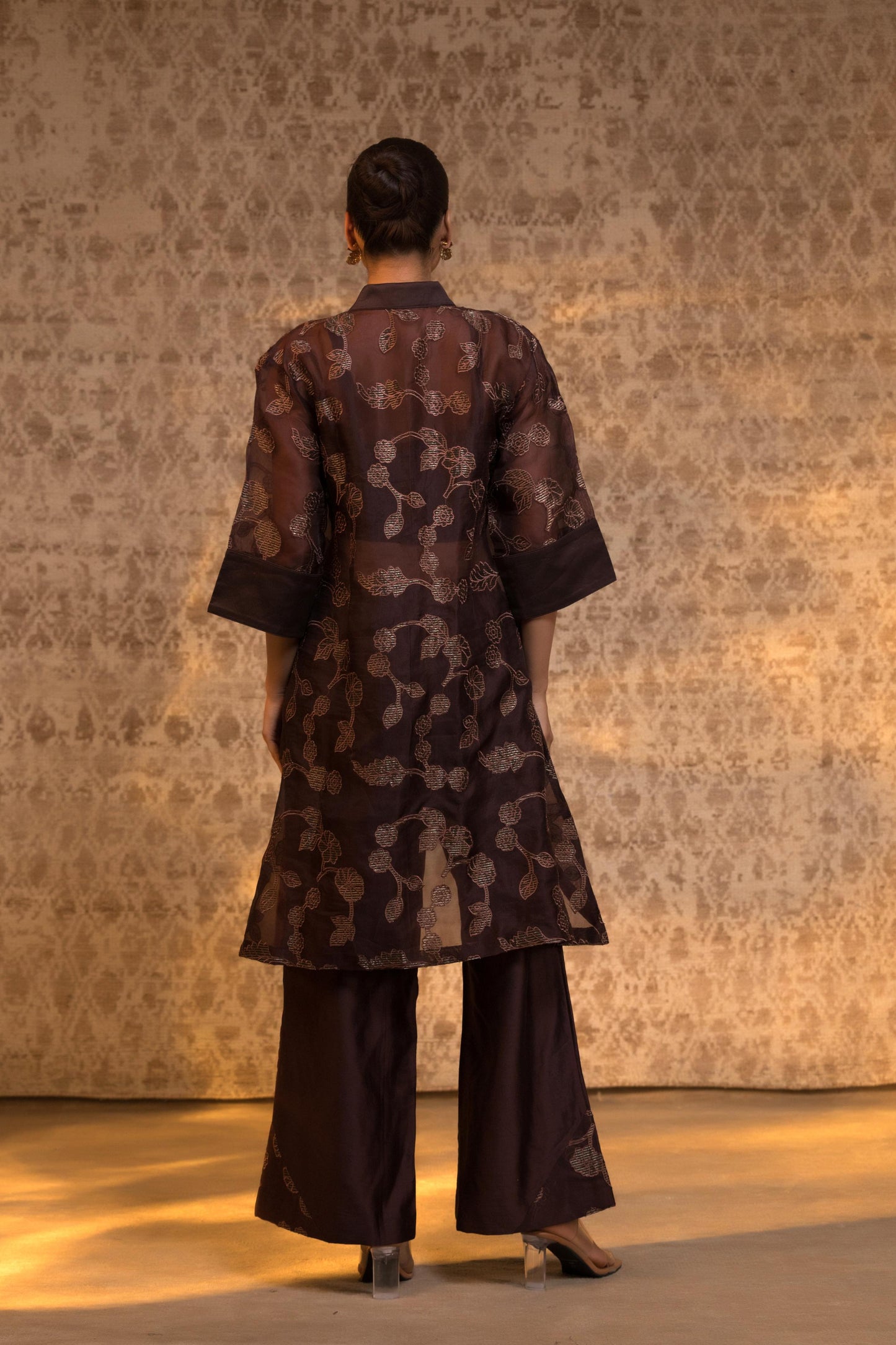 TARAL PURE ORGANZA COLLARED KURTA SET