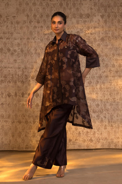 TARAL PURE ORGANZA COLLARED KURTA SET