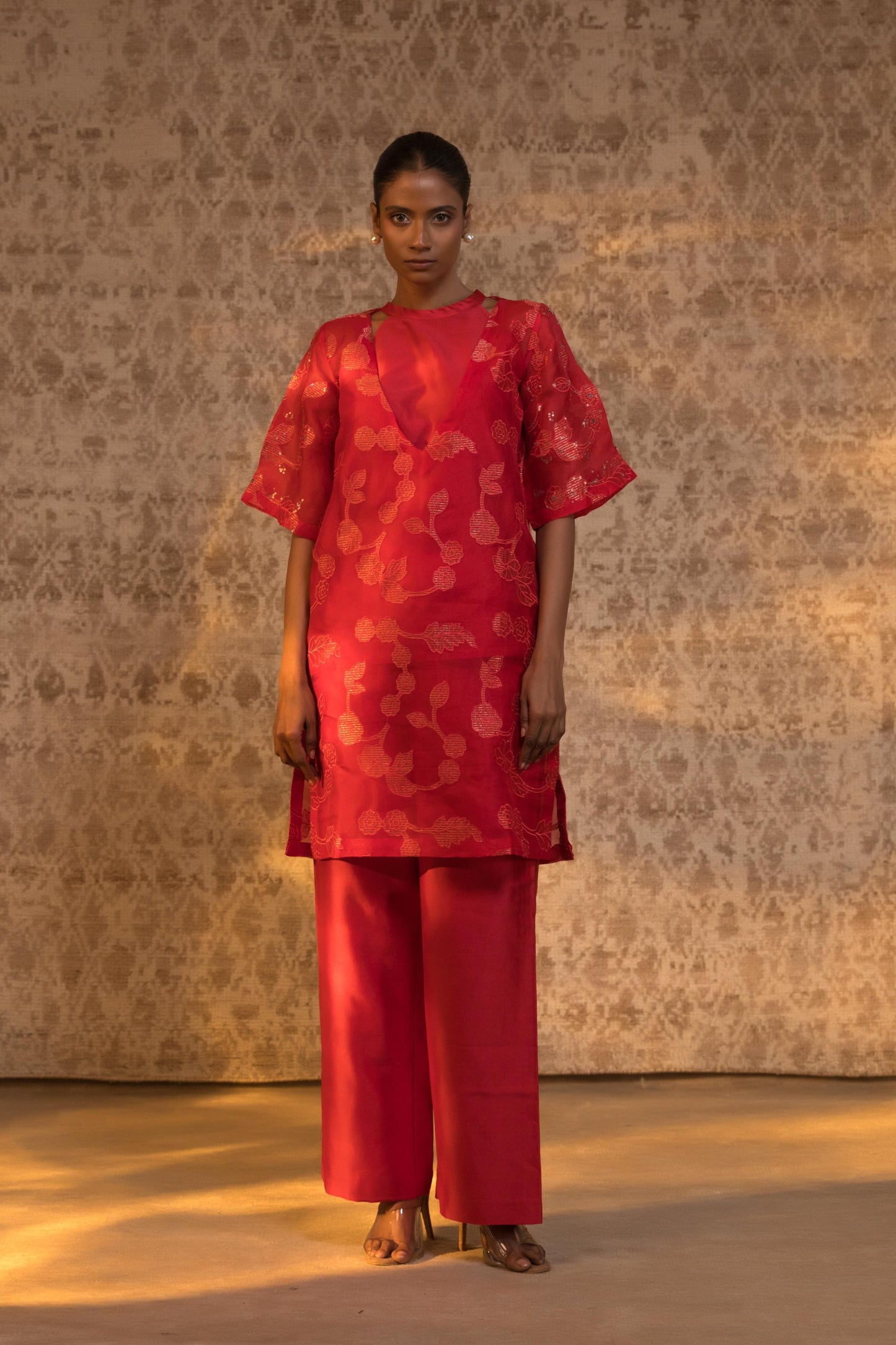 TARAL PURE ORGANZA HALTER KURTA SET